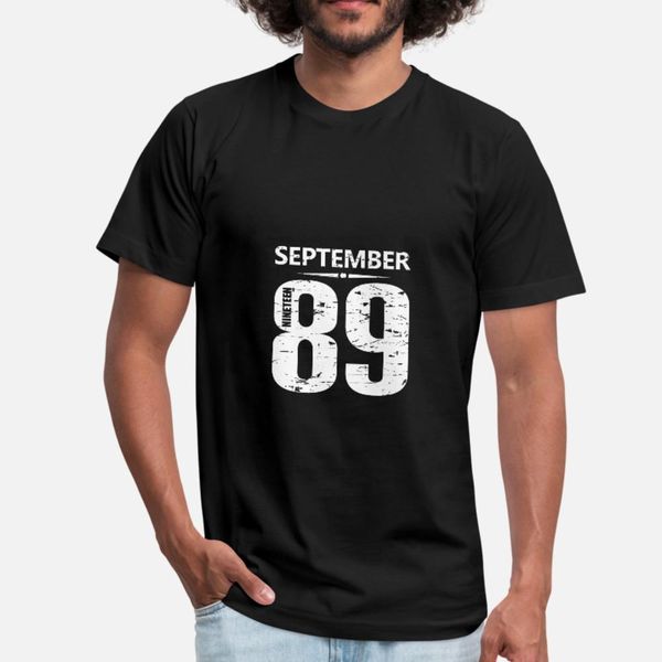 

september 1989 number t shirt men character cotton crew neck formal famous basic summer style natural shirt, White;black