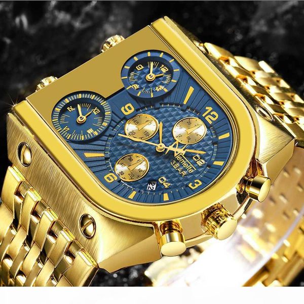 

men's big dial luxury brand quartz wristwatches gold creative business stainless steel watches men relogio masculino 2018, Slivery;brown