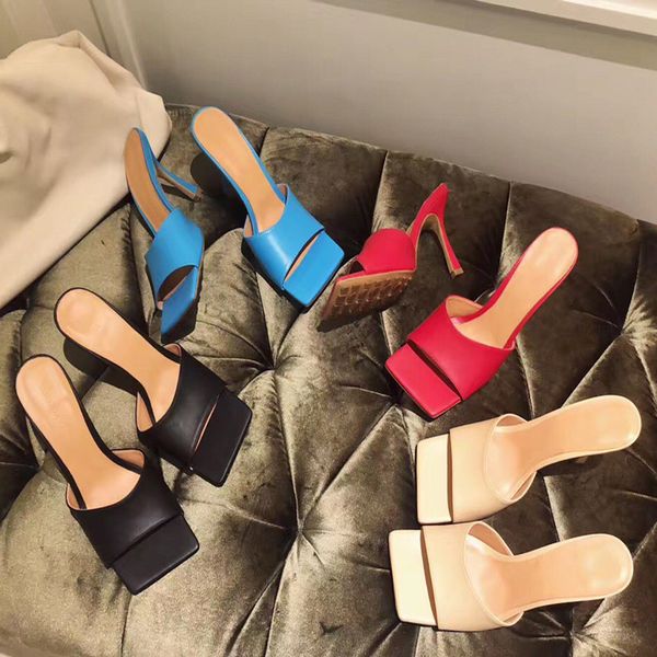 

square thin heel toe wear super sandals drag high heels, Black