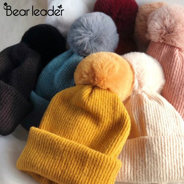 

bear leader autumn and winter new warm casual knitted hats baby boys and girls 2020 new infant solid fashion hat accessories, Slivery;white