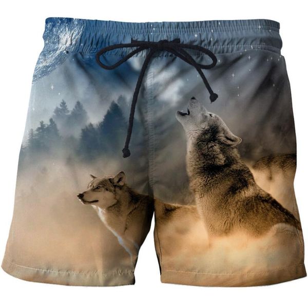 

men's shorts wolf printed 3d surfing men funny summer beach for male swiming animal design sport, White;black