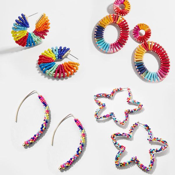 

bohemia handmade beaded drop earring for women trendy rainbow color ear geometric statement dangle earring boho jewelry brincos, Silver