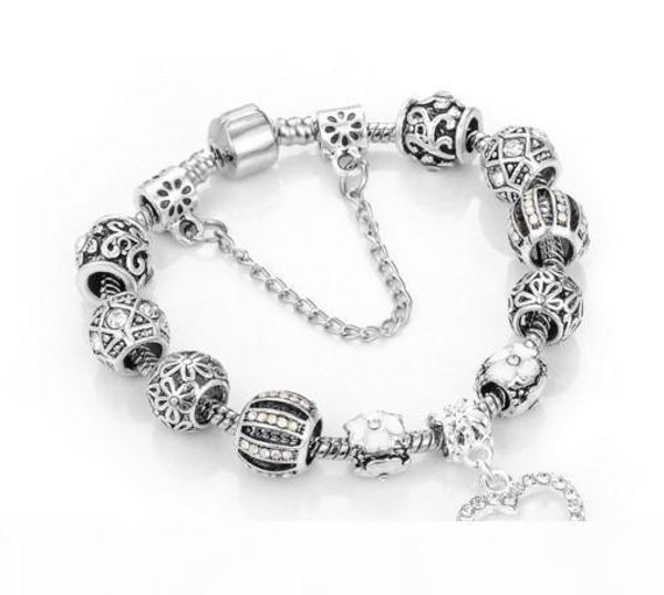 

charm beads bracelets 925 silver fit for bracelet loveheart pendant bangle charm four-leaf clover bead as gift diy women jewelry, Golden;silver