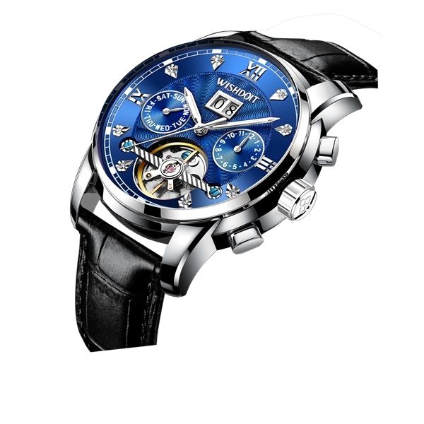 

doit 2020 nuevo reloj para hombres a prueba de agua a prueba de golpes completamente automÃ¡tico hueco mecÃ¡nico reloj de puls 0924, Slivery;brown