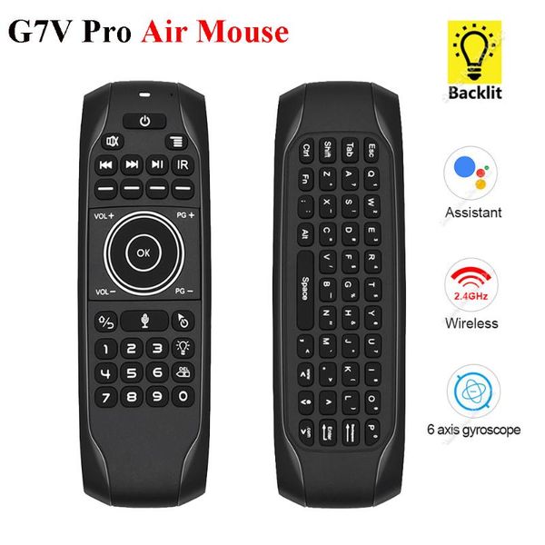 

g7v backlit voice russian mini keyboard gyroscope ir learning 2.4g wireless remote g7v pro air mouse for android tv box vs mx3