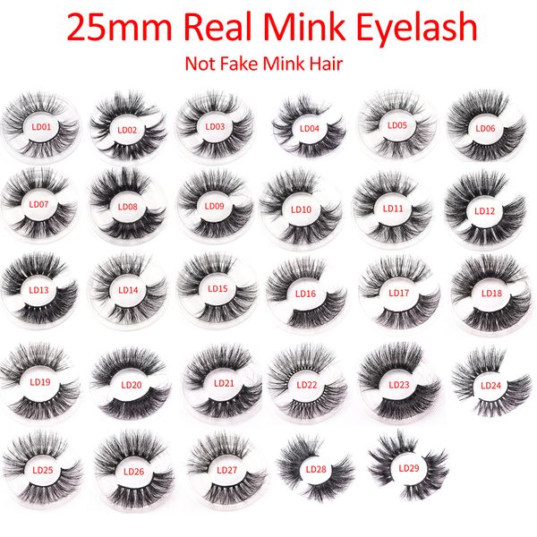 

elr002 wholesale 25mm 3d real mink hair eyelashes 5d super long mink lashes packing in tray accept logo print ent