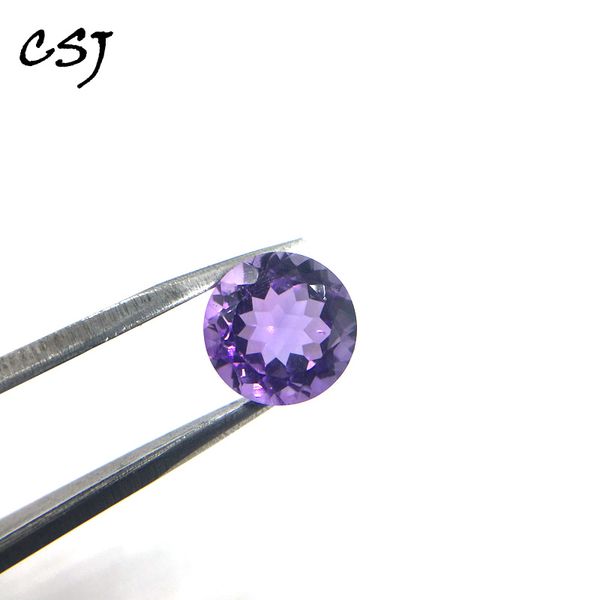 

csj real natural amethyst loose gemstone round cut for diy fine jewelry 925 silver gold mounting ring, Golden;silver