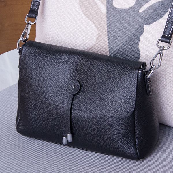 

simple style women shoulder bag 100% genuine leather lady crossbody bag black grey fashion tote handbag