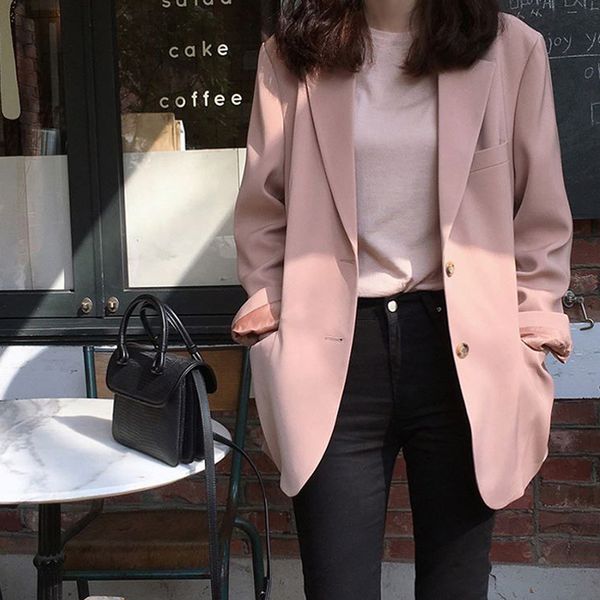 

fashion women spring autumn jackets female loose suits coat feminino chic office lady blazers outerwear casaco wb61, White;black