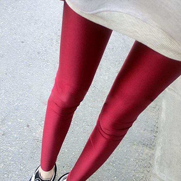 

горячие продажи solid color неон поножи тощая высокие натяжной нажмите гетры женской легинсы женщины sexy up тонких поножи, Black