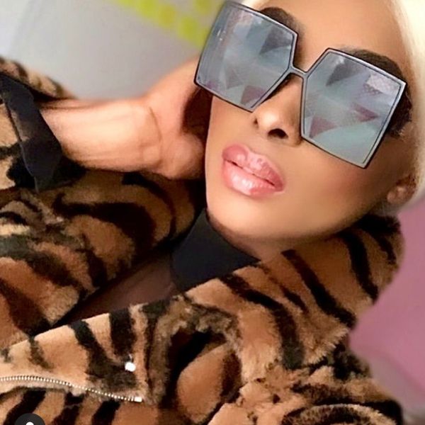 

sunglasses 2021 oversized square for women vintage black leopard cat eye sun glasses female alloy pink shades, White;black