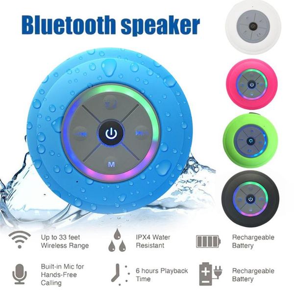 

q9 waterproof wireless led hands-call tf card bluetooth speaker with sucker
