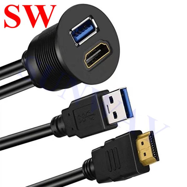 

car dashboard flush mount panel usb 2.0 hdmi extension panel extension cable for car mount cable with install tools