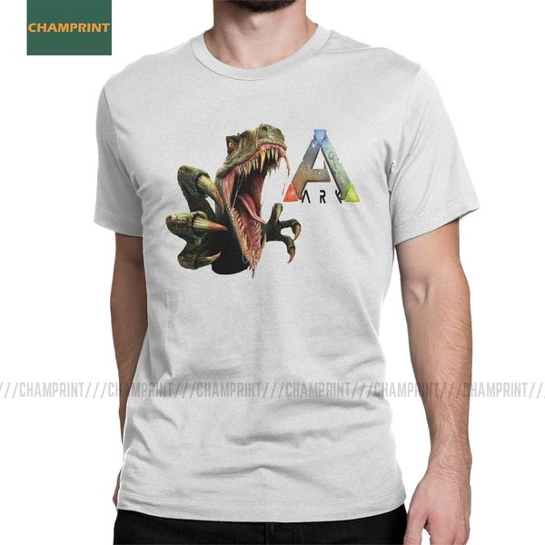 

men t-shirts ark survival evolved dino rawr cotton tee shirt short sleeve t-rex game dinosaur t shirt o neck 4xl 5xl