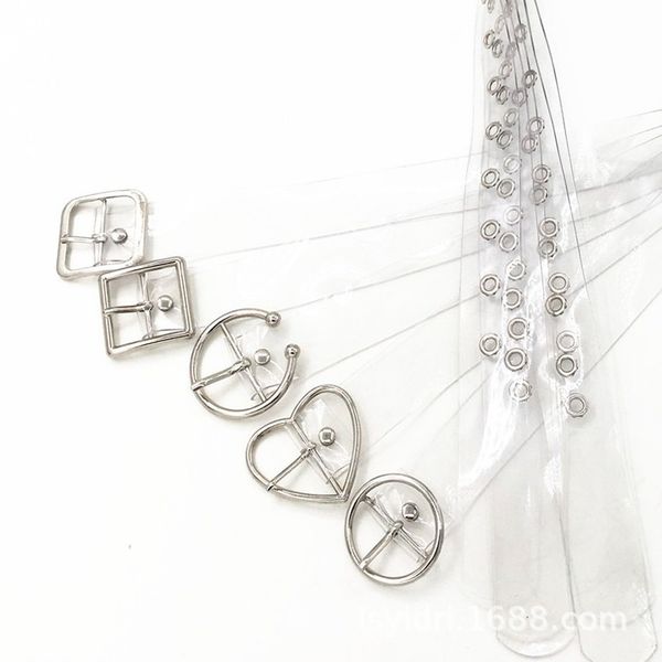 

2020 new belt fashion wild plastic transparent belt round buckle square buckle women's, Black;brown