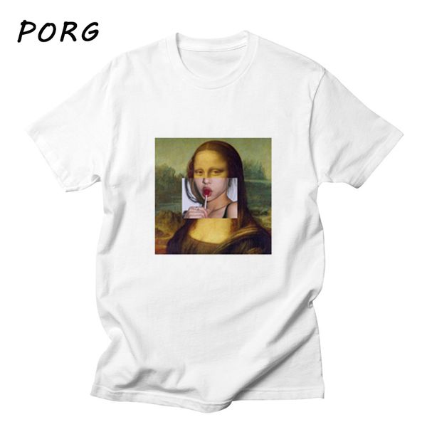 

mona lisa white t shirt women spoof personality tshirt harajuku aesthetics short sleeve female t-shirt kawaii korean clothes