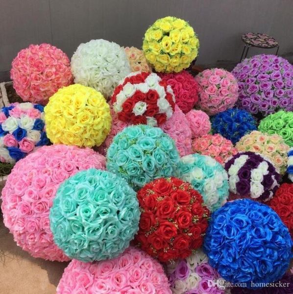 

decorative flowers & wreaths rose balls 6~24 inch(15~60cm) wedding silk pomander kissing ball decorate flower artificial for garden market d