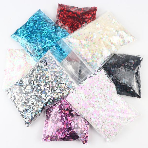 

nail glitter 50g flakes dots round shape sequins paillettes laser silver shiny holographic for manicure art decor, Silver;gold