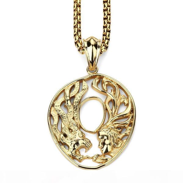 

factory new arrival necklaces & pendants beauty and wolf skeleton pendant necklace stainless steel gold hip hop men women jewelry, Silver