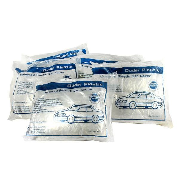 

5 pack clear plastic disposable car cover temporary universal rain dust garage