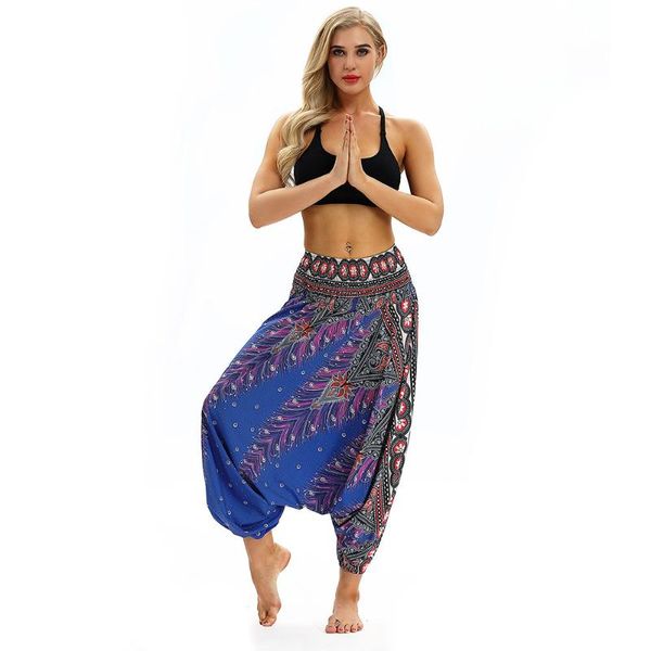 

kancoold спорт фитнес йога брюки женщины повседневная boho печать сыпучие высокой талией aladdin комбинезон шаровары костюм для женщин d24, White;red