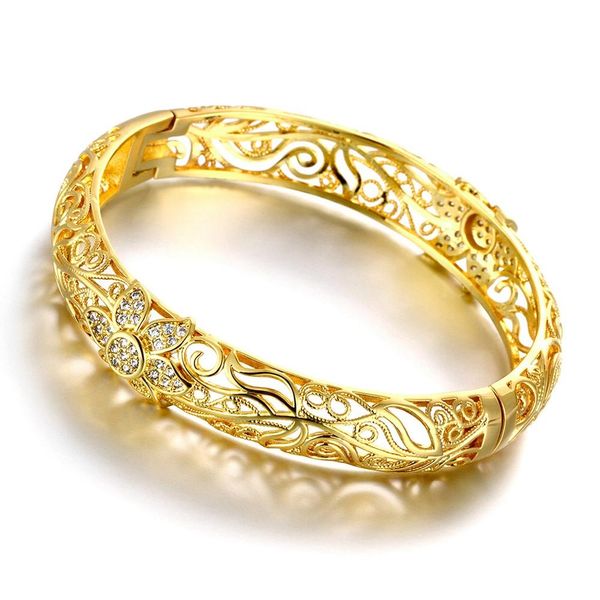 

24k gold color bangles for women rose gold bracelets wedding party bridal jewelry joias ouro factory prvintage z025-a, Black