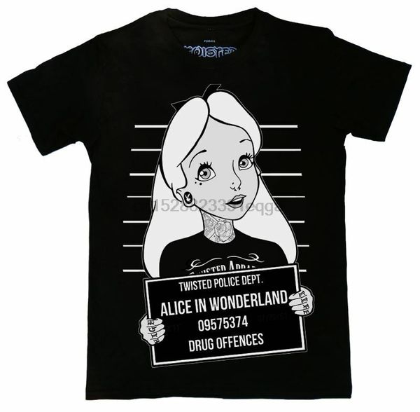 

twisted punk alice in wonderland mugst shirt gothic emo tattoo men women fashion tshirt ing