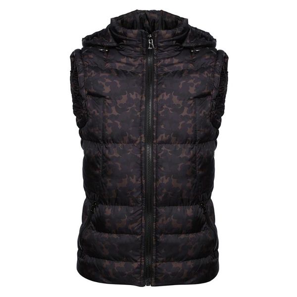 

men's vests winter double sided cotton vest male oversized camouflage jacket loose sleeveless camo hooded boys brown coat, Black;white