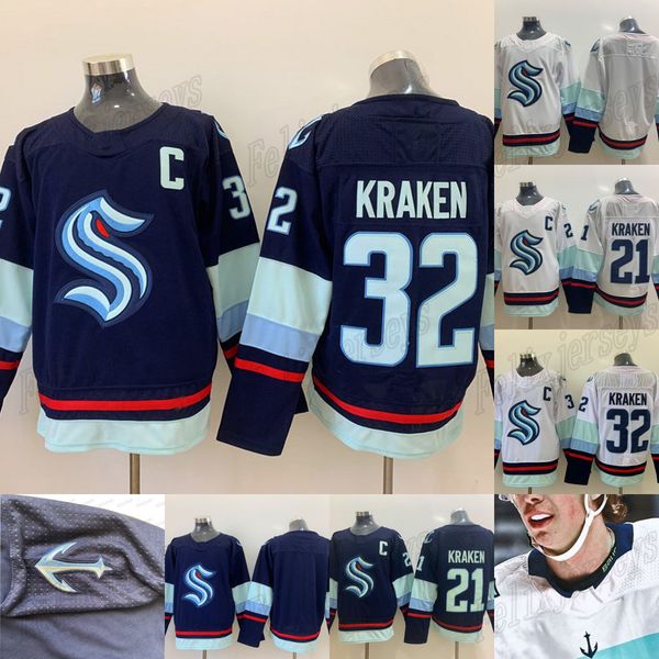 

2021 seattle kraken 32 kraken 21 craken blank в наличии дом blue road white hockey jersey 32-я новая команда готова к отправке, Black;red