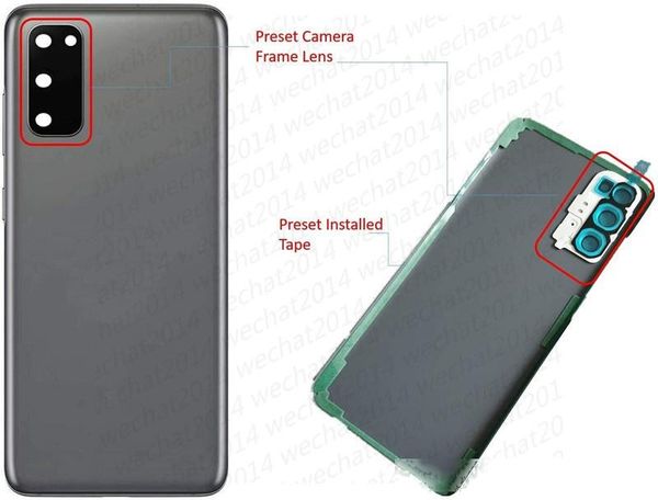 

30pcs oem battery door back housing cover glass cover for samsung galaxy s20 plus ultra with camera lens adhesive sticker dhl