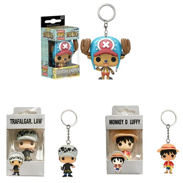 

one piece zoro frank luffy brook chopper robin nami sanji anime keychain collectible action figure pvc collection toys, Silver