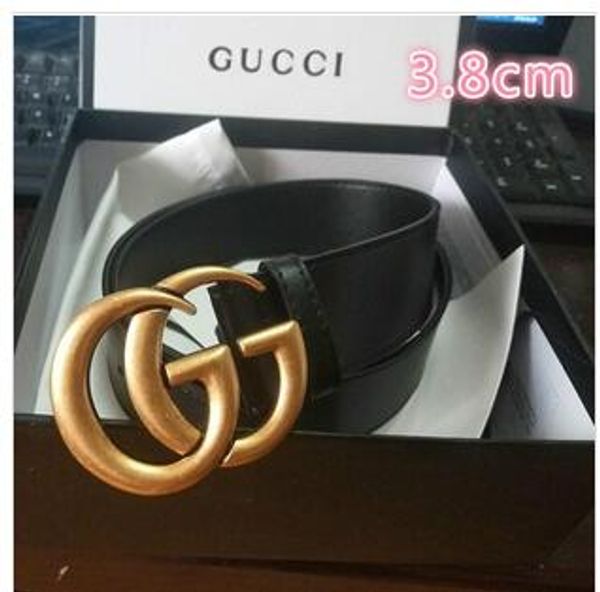 

2019 wholesale 3.8 cm black gold buckle leather belt men 85dkd and women fashion business pu leather belt and box, Silver
