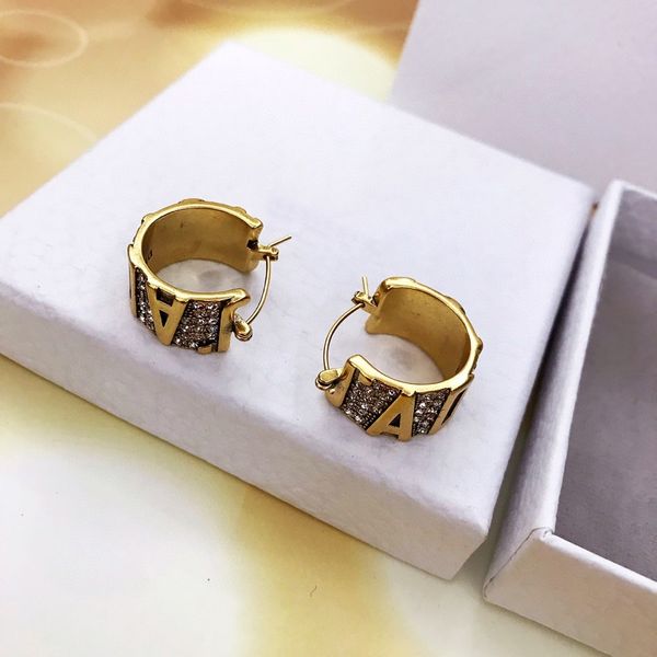 

selling classic alphabet retro diamond personalized designer earrings luxury designer jewelry women earrings, Golden
