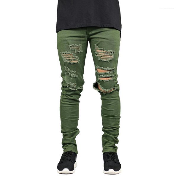 

mens clothes designer hombres jeans holes ripped zipper pencil pants fashion street hiphop skateboard jean pants, Blue
