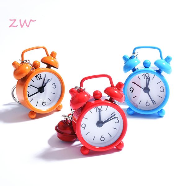 

fashion women mini alarm clock key chain pendant car decoration bag pendant couple key chain accessories jewelry wholesale, Silver
