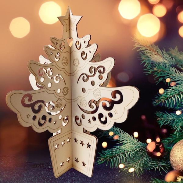 

3d natural wooden craft christmas tree ornament noel christmas decoration for home wooden pendant navidad gift 2020 new year