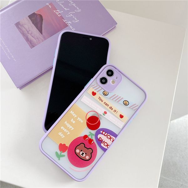 

мультфильм медведь клубничный этикетки матовый чехол для телефона iphone 11 pro max 7 8 plus se 2020 xs max soft обложки мода
