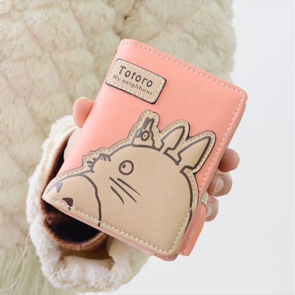 

new arrival totoro cartoon short wallet women girls my neighbor totoro card holder zipper clutch coin purse carteira feminina, Red;black