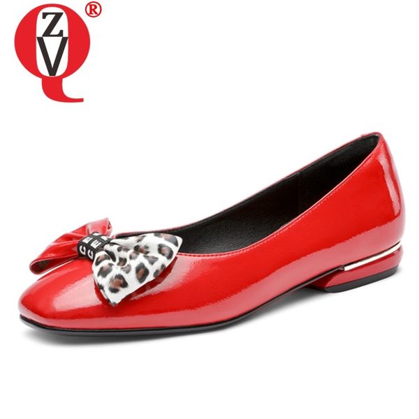 

zvq women flat shoes fashion leopard pattern bow loafers artificial patent leather spring autumn party mules shoes, Black