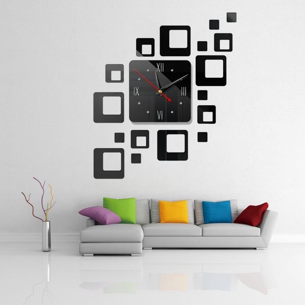 

acrylic mirror wall clock diy quartz watch still life clocks modern home decoration living room stickers