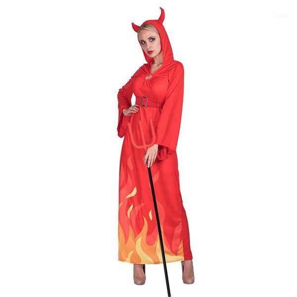 

dress party dress with horns theme costume designer flame lady devils cosplay clothes halloween and fancy, Black;red