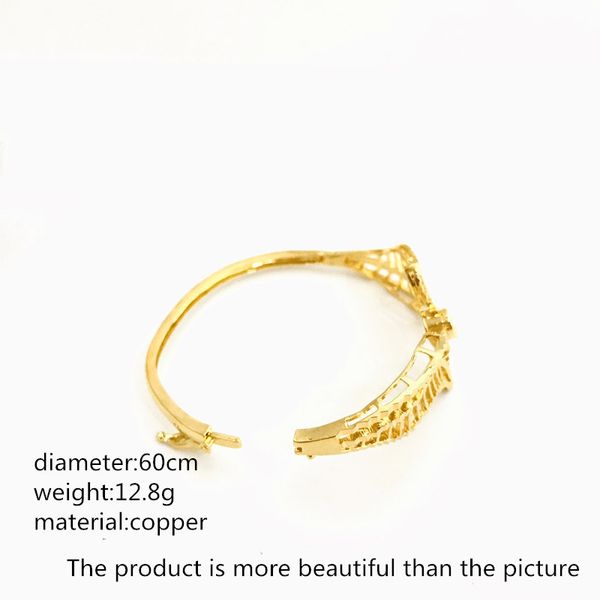 

bangle muslim women gold color dubai bride wedding gift turkish bracelet african arab hollow design jewelry, Black