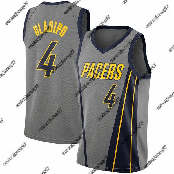 

мужчины pacersindiana 4 oladipo белый серый 2018/19 swingman джерси заработанные издание victor баскетбол город трикотажных изделий, Black