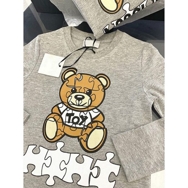 

kids clothes boys girls fashion bear with letter printed sweatshirts kids children 2020 fashion long sleeve crew neck pullove, Black