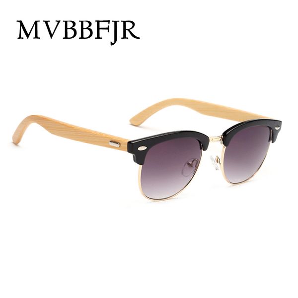 

mvbbfjr fashion bamboo sunglasses men women wooden mirror eyewear semi rimless brand designer luxury vintage sun glasses uv400, White;black