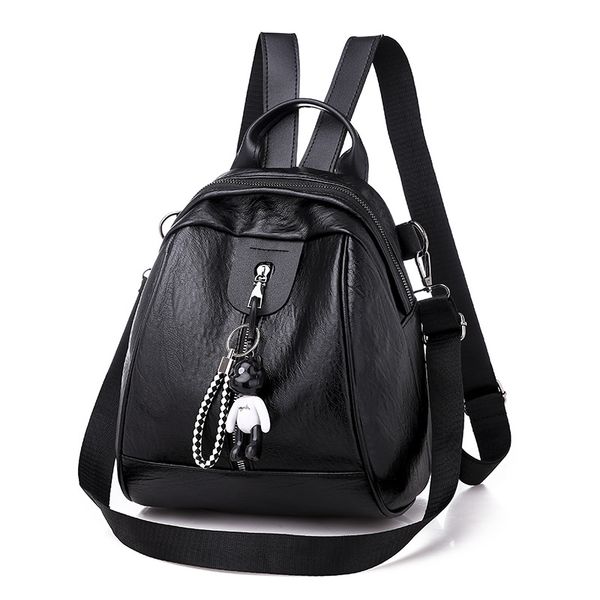 

leather luggage tag2020 backpack womens new korean-style all-match fashion soft leather backpack casual fashion travel dual-purpose schoolba