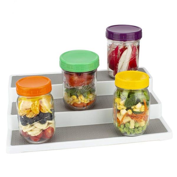 Renkli Plastik Mason Kavanoz Kapakları Topu Düzenli Ağız Geniş Ağız BPA Ücretsiz Gıda Sınıfı Plastik Depolama Kapaklar