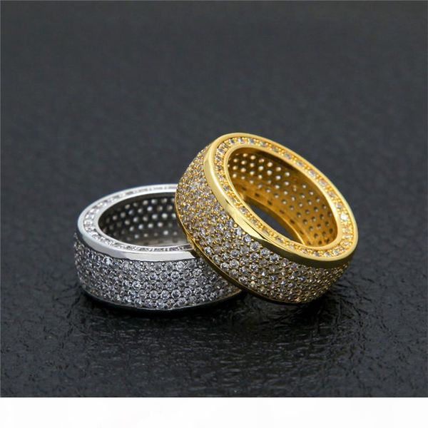 

hiphop рэпер кольцо для мужчин 2018 новая мода hip hop gold silver ring bling фианитами mens ice out ювелирные изделия, Golden;silver