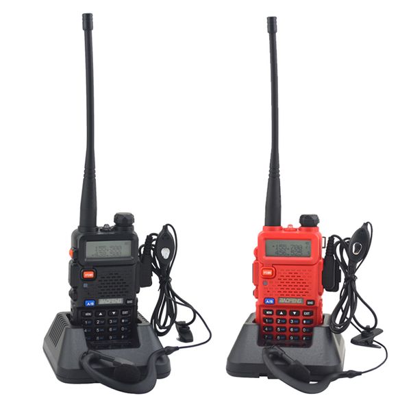 Freeshipping walkie talkie uv-5r dual band radio bidirezionale VHF / UHF 136-174 MHz 400-520 MHz Ricetrasmettitore portatile FM con auricolare