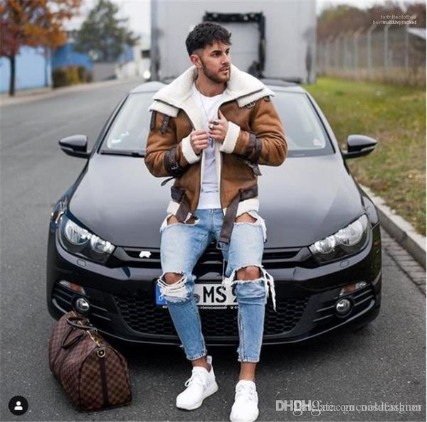 

loose panelled distrressed man clothing with pocket spring light blue mans jeans fashion designer mid waist male pants casual